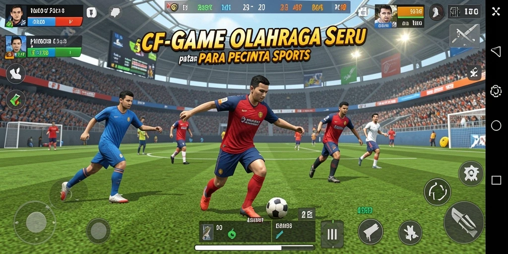 Tampilan gameplay seru dari 6CF yang menampilkan pertandingan olahraga.