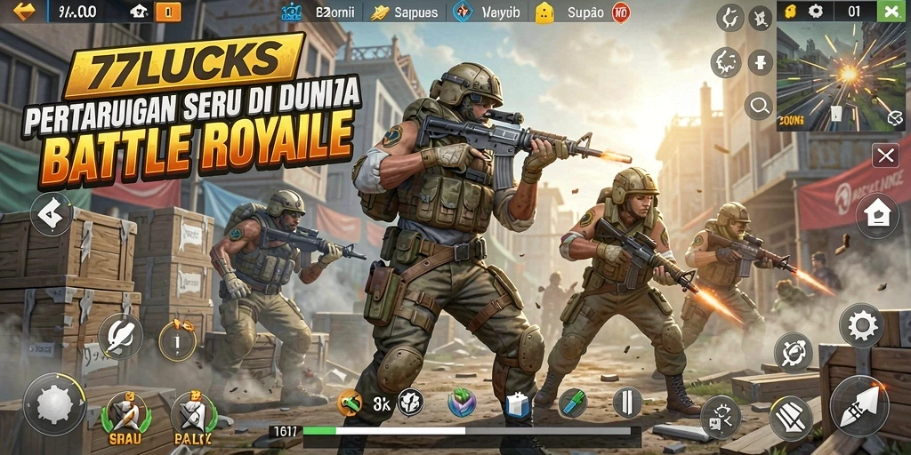 Gameplay seru dalam pertarungan Battle Royale di 77LUCKS.