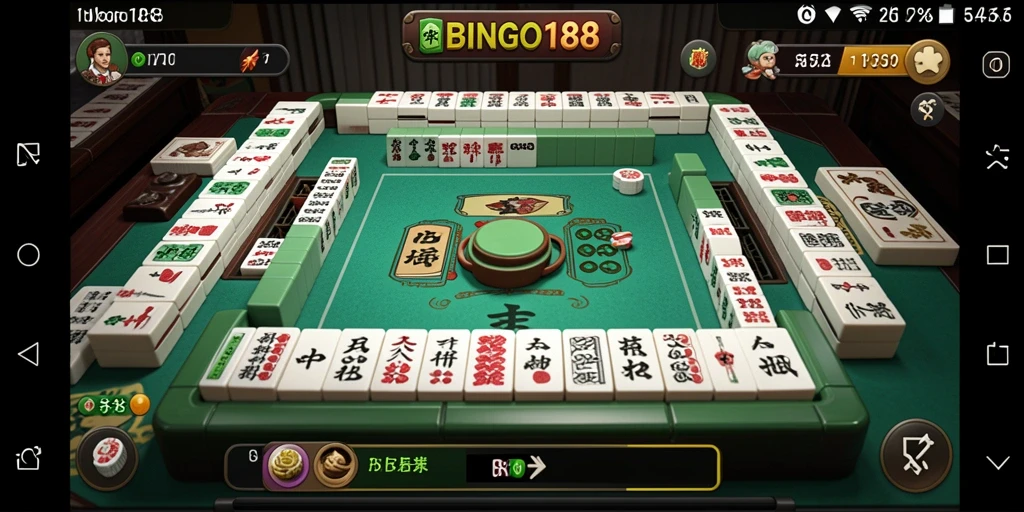 Screenshot gameplay BINGO188 menunjukkan suasana permainan Mahjong yang seru.