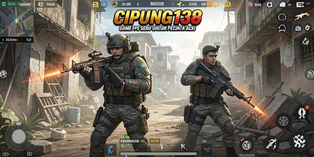 Tampilan gameplay seru dari CIPUNG138 saat aksi tembak-menembak berlangsung.