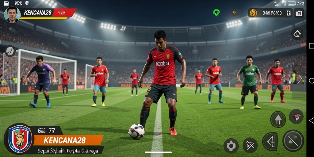 Screenshot gameplay KENCANA28 menampilkan aksi menarik di lapangan sepak bola.