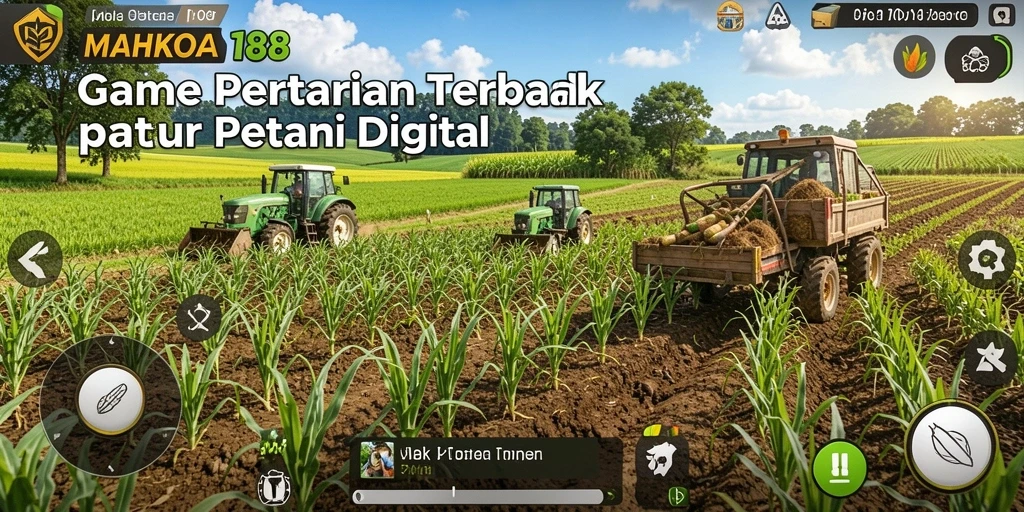 Tampilan gameplay seru dalam <strong>MAHKOTA188</strong> dengan lahan pertanian yang hijau.