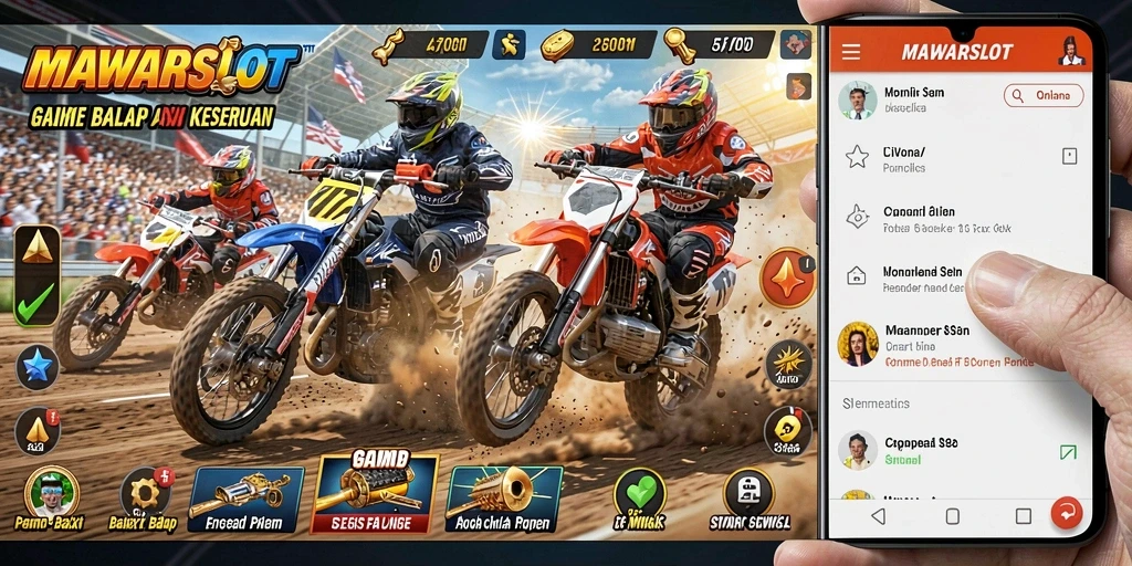 Tampilan utama gameplay MAWARSLOT dengan aksi balap mendebarkan.