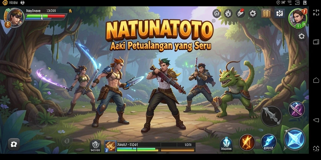Tangkapan layar dari gameplay NATUNATOTO menampilkan pertarungan seru dan karakter yang dinamis.