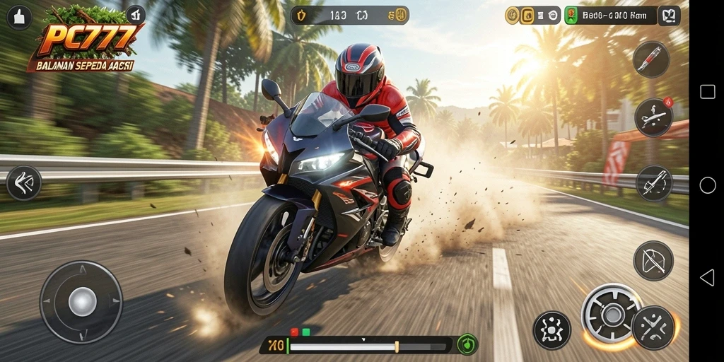 Gameplay balapan sepeda motor yang seru dan kompetitif.