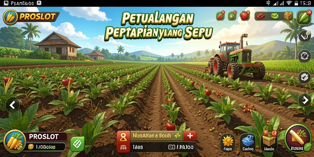 Gameplay PROSLOT: menanam dan memanen dengan seru.