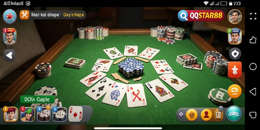 Tampilan gameplay seru dari QQSTAR88 saat bermain Gaple dengan teman.