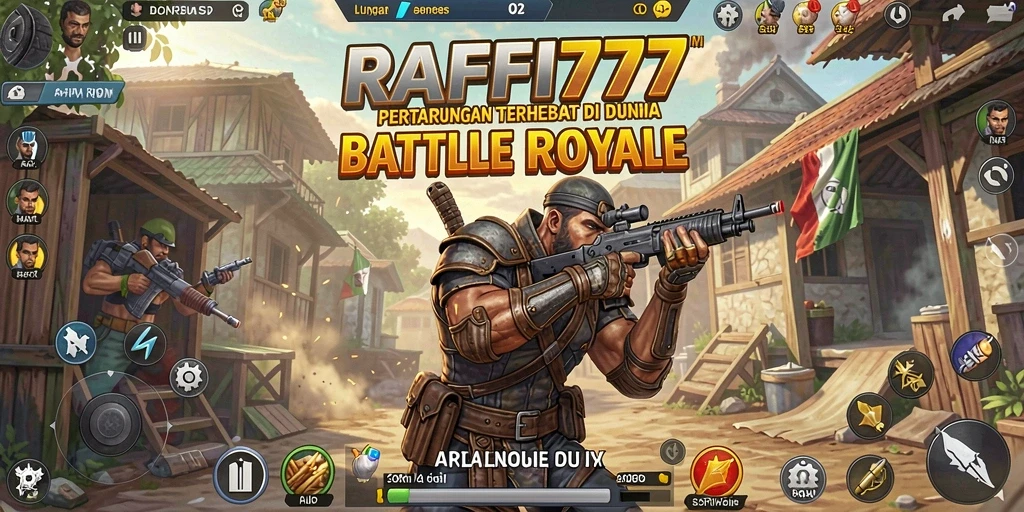 Tangkapan layar menunjukkan aksi mendebarkan dalam permainan Battle Royale RAFFI777.