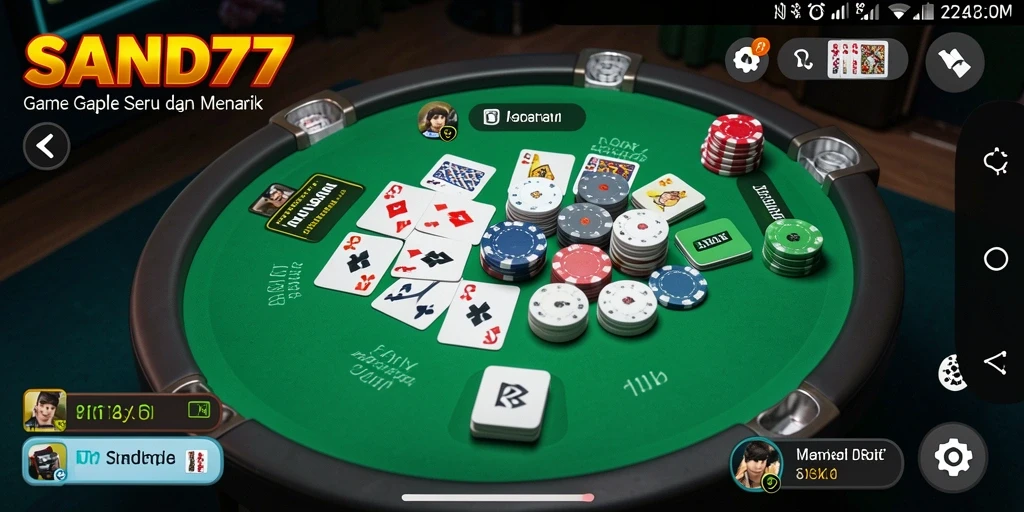 Tampilan gameplay SAND77 dengan suasana Gaple yang seru.