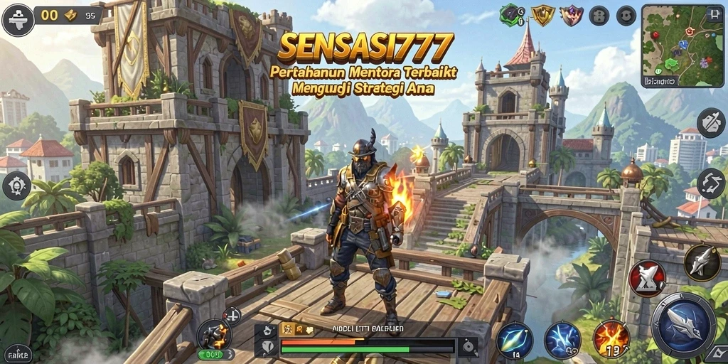 Tangkapan layar gameplay SENSASI777 yang menampilkan pertarungan Tower Defense yang seru.