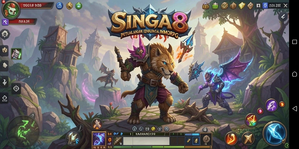 Tampilan gameplay menarik dalam dunia SINGA8 yang luas.