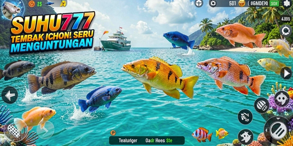 Screenshot gameplay menarik dari SUHU777 dengan aksi menembak ikan.